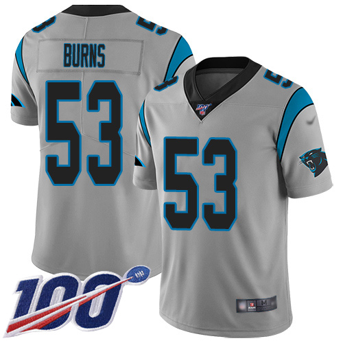 Carolina Panthers Limited Silver Youth Brian Burns Jersey NFL Football 53 100th Season Inverted Legend